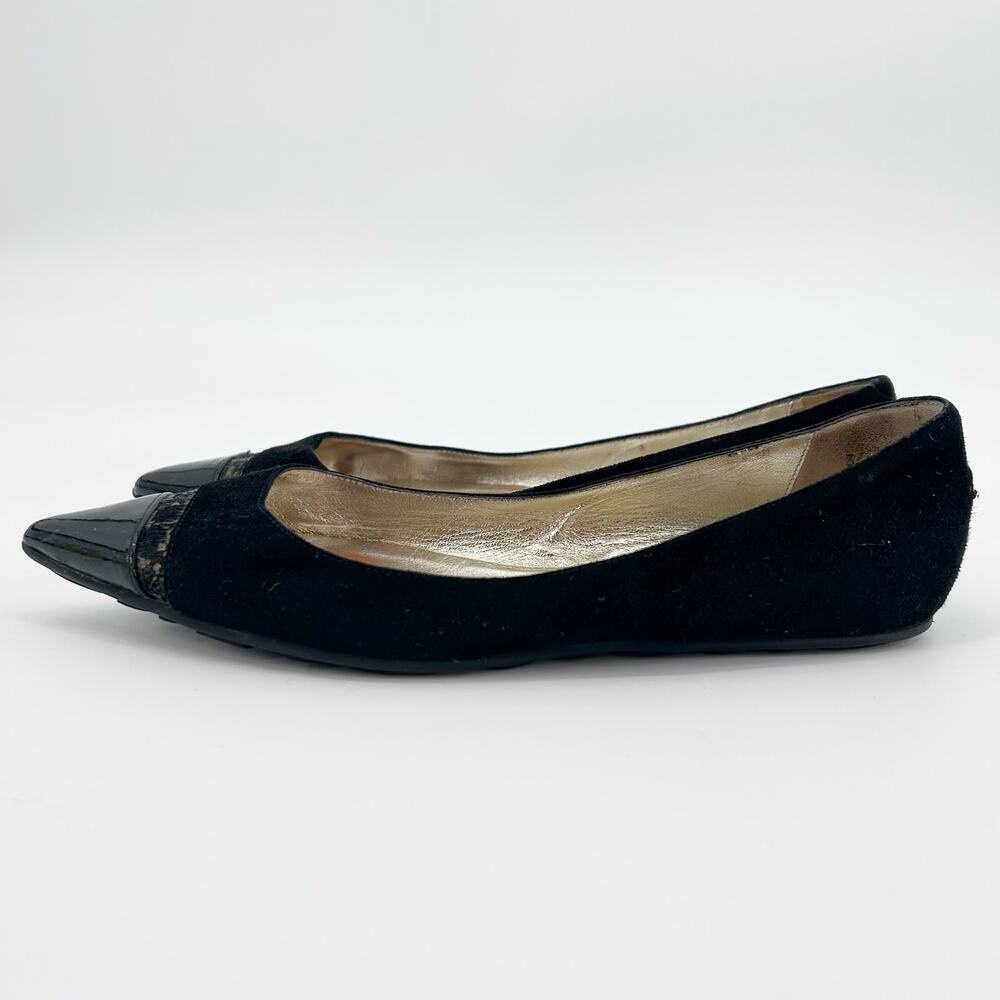 Jimmy Choo Ginny Ballet Flats Pointed Toe Patent Suede Lace Black Womens 36 (6) - Picture 5 of 12